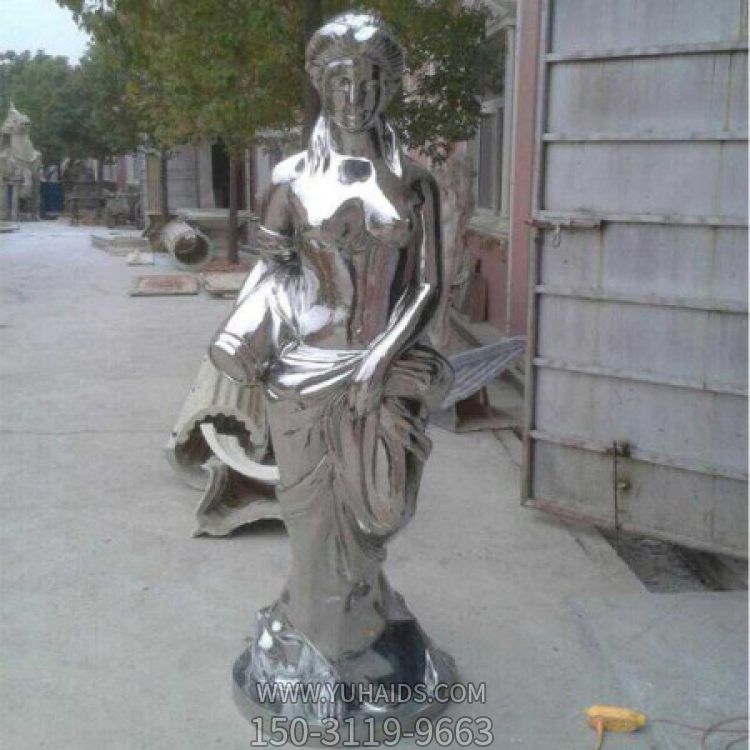 园林广场不锈钢镜面抽象女人雕塑
