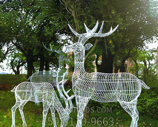 动物园不锈钢镂空梅花鹿雕塑