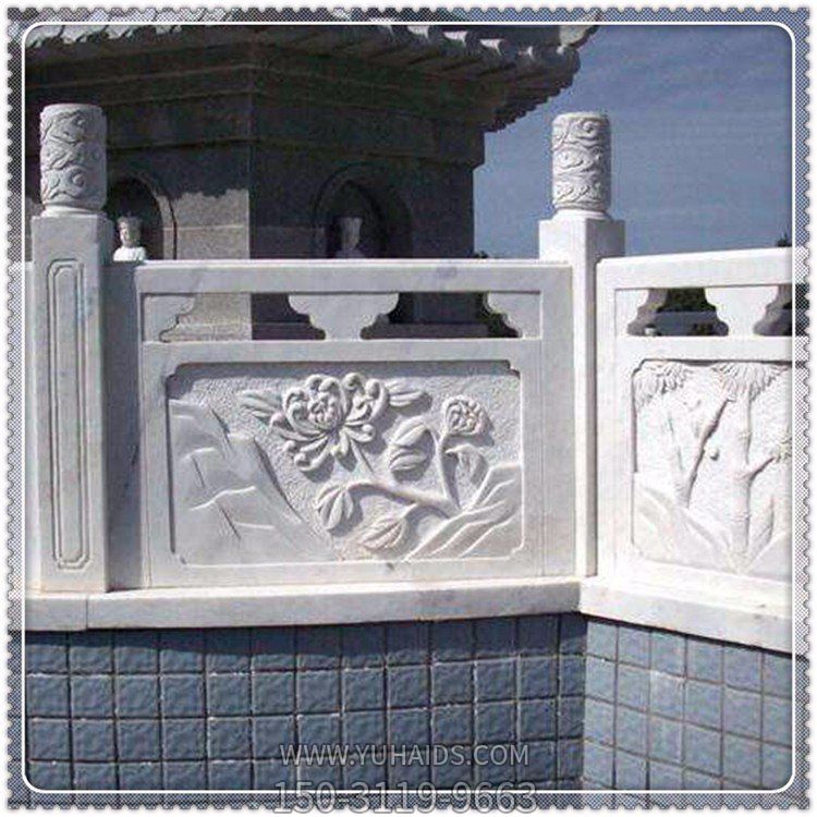 寺院台阶装饰汉白玉雕刻花纹防护栏杆雕塑
