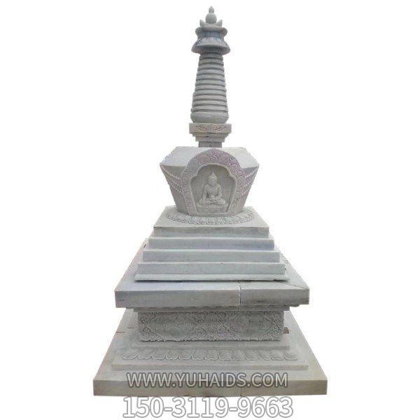 汉白玉大理石雕刻藏式寺庙舍利佛塔雕塑