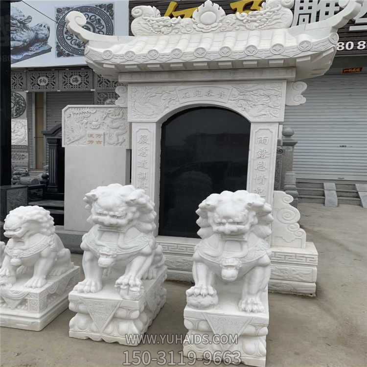 天然石材汉白玉石雕狮子寺院景区大门摆放雕塑