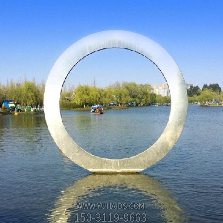 不锈钢几何水景圆环摆件雕塑
