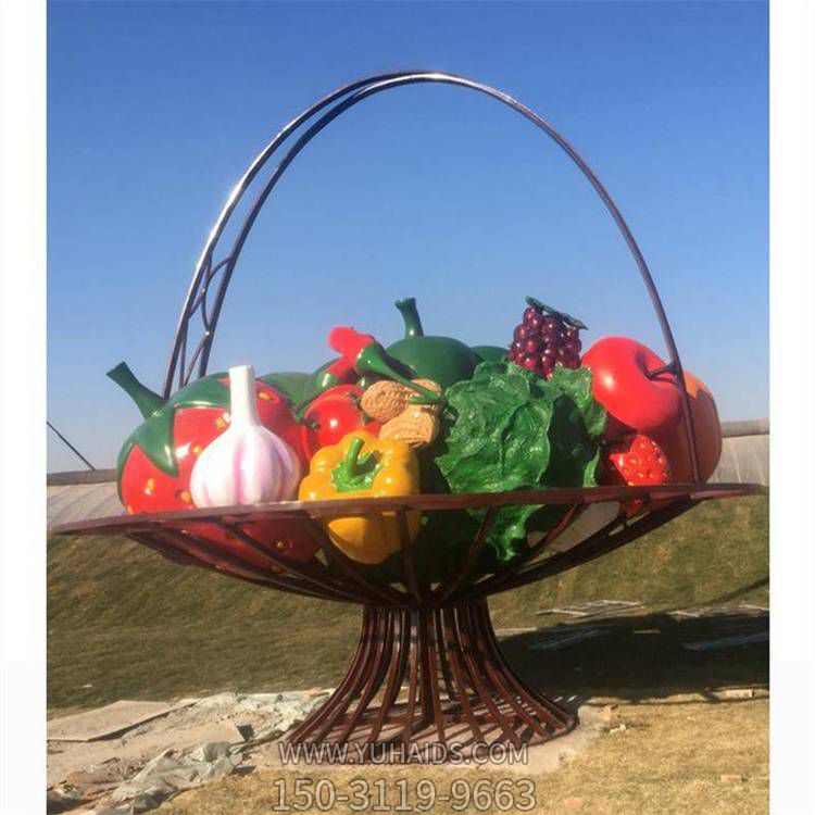 大型 玻璃钢果篮雕塑 仿真水果蔬菜农场基地摆件