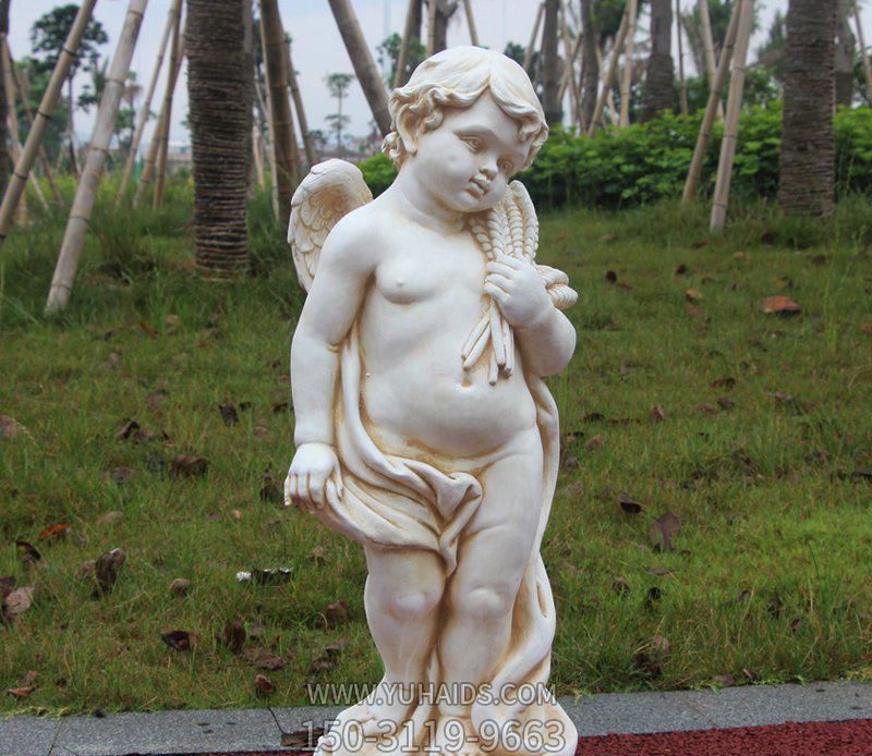 公园摆放西方小天使汉白玉雕塑