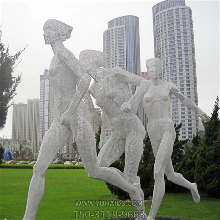 体育馆不锈钢抽象跑步的人物景观雕塑