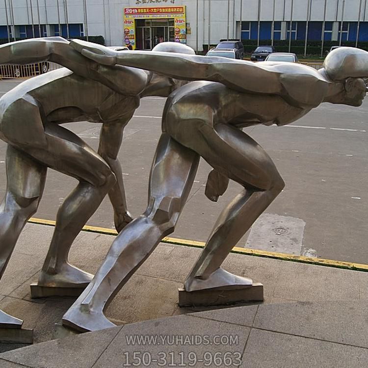 不锈钢仿铜户外公园运动抽象轮滑人物景观雕塑