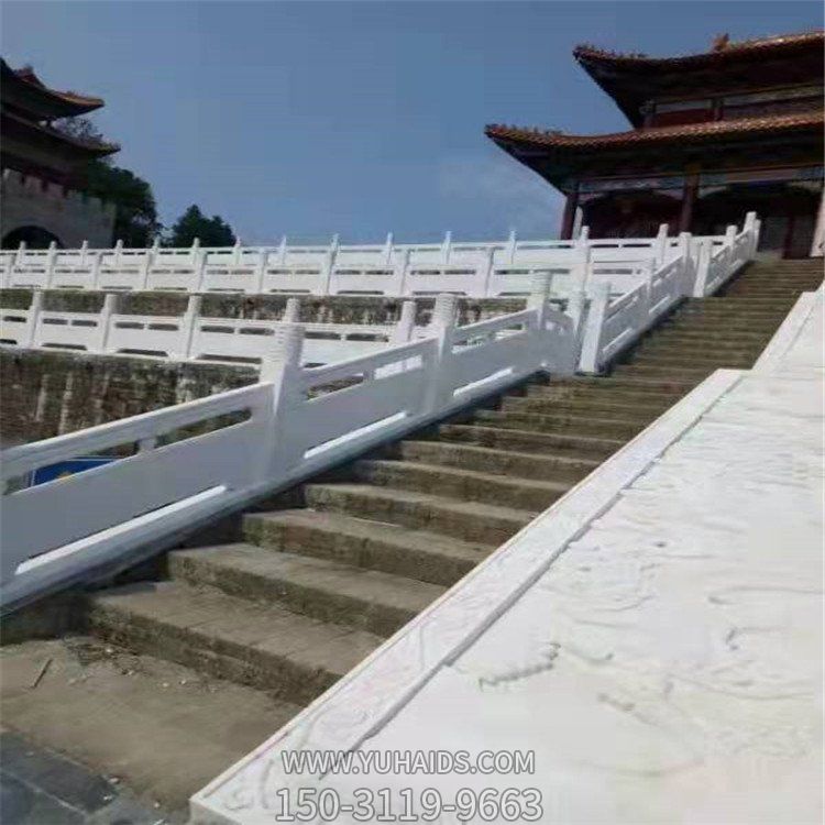 景点仿古建筑楼梯台阶装饰汉白玉雕刻扶手栏杆雕塑
