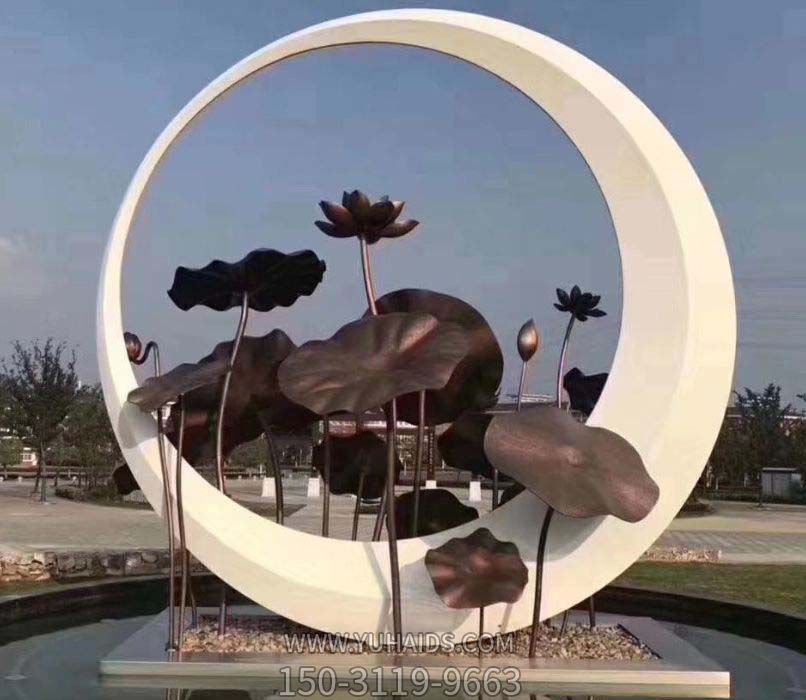 公园创意不锈钢喷漆创意圆环雕塑