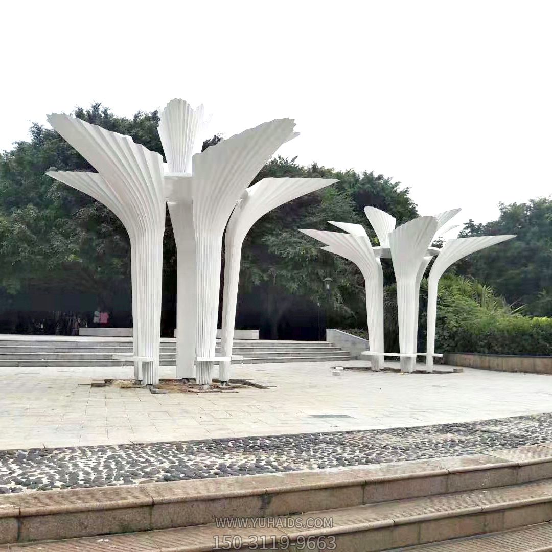 广场公园玻璃钢扇形创意休闲区凉亭雕塑