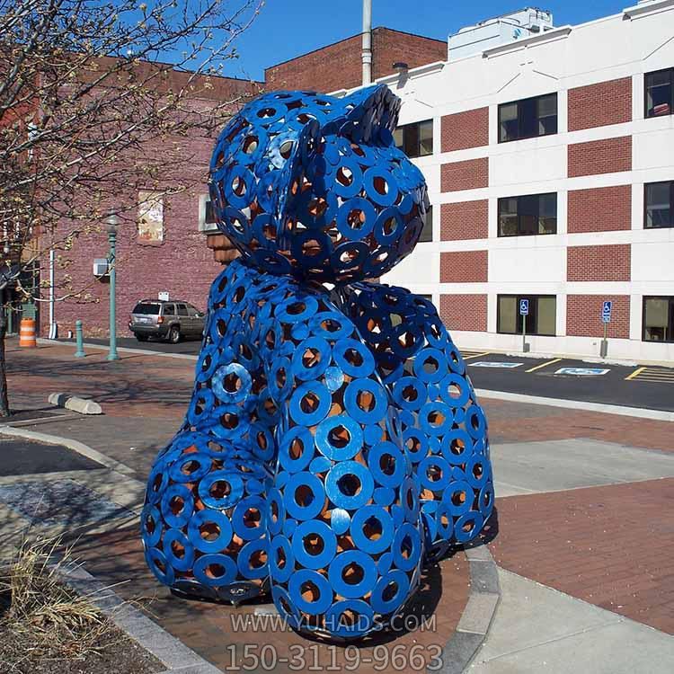 不锈钢户外广场景观镂空小熊雕塑摆件
