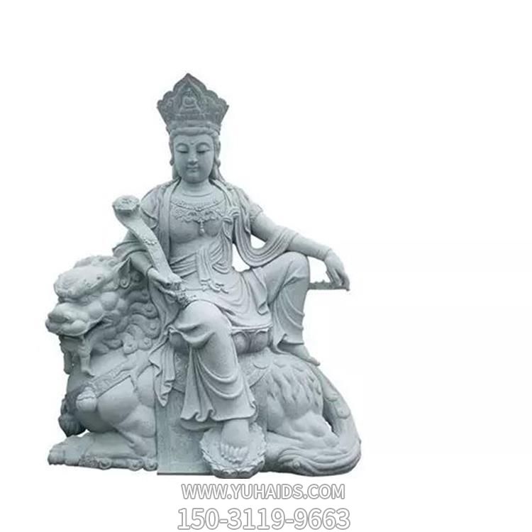 宗教寺庙户外大型大理石石雕文殊普贤雕塑