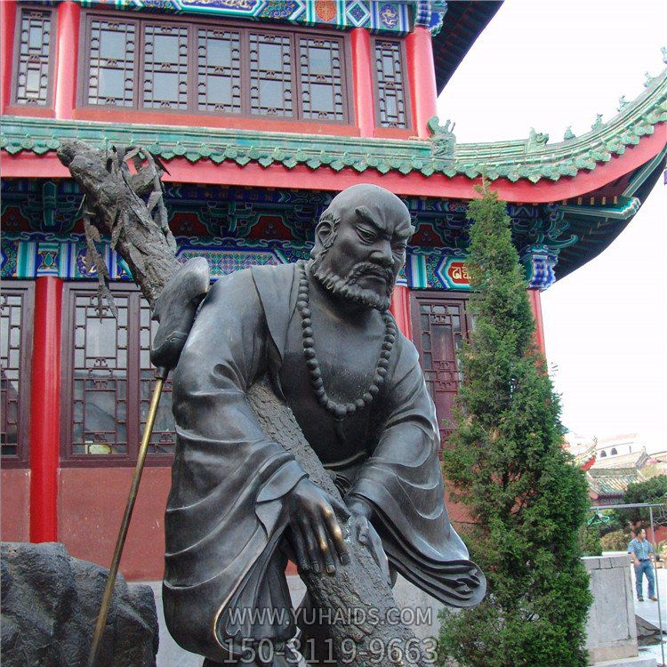 鲁智深拔树铜雕情景雕塑