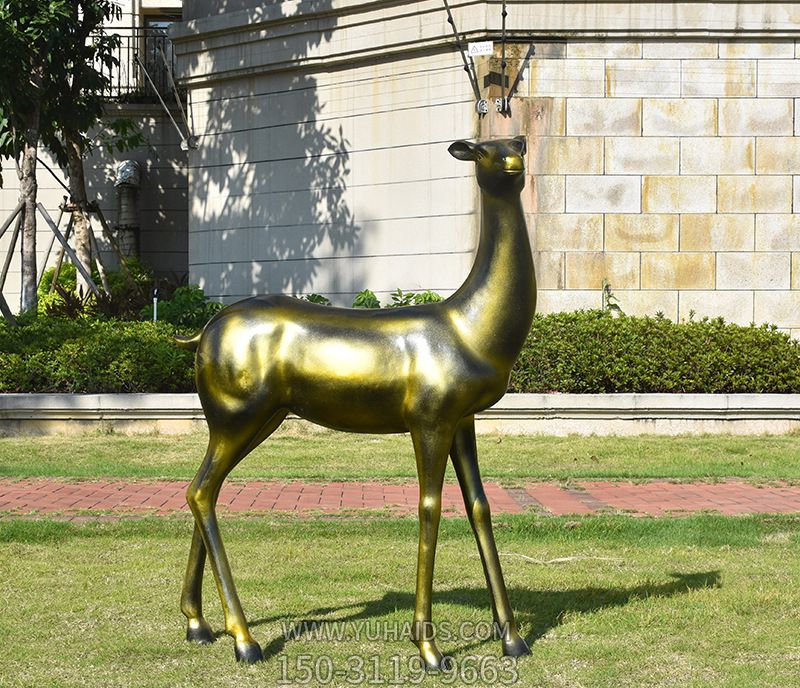 公园别墅不锈钢仿铜鹿雕塑