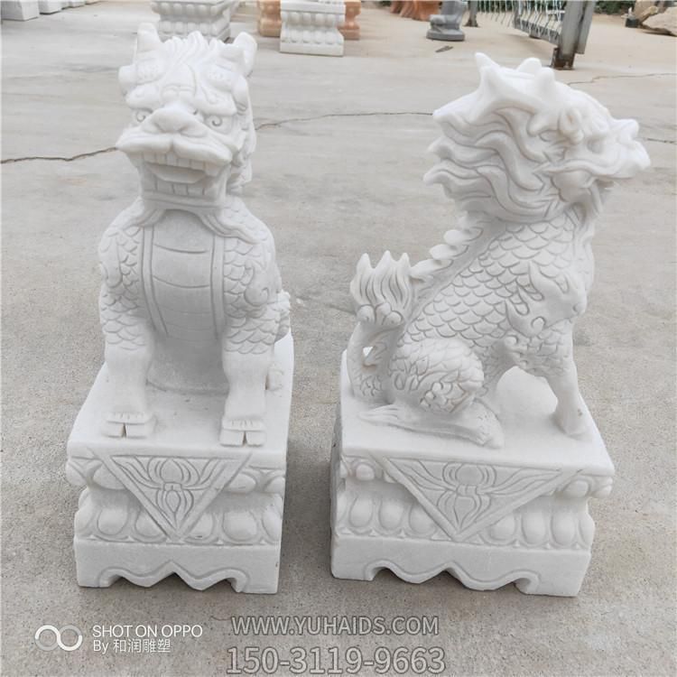 庭院汉白玉石雕麒麟雕塑
