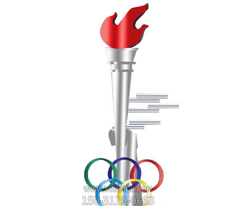 体育公园奥运五环火炬不锈钢雕塑