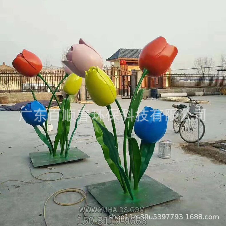不锈钢仿真植物户外景观商场美陈装饰花朵雕塑