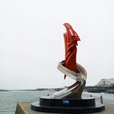 不锈钢抽象帆船雕塑 广场海边景观帆船雕塑标志物 帆船雕塑