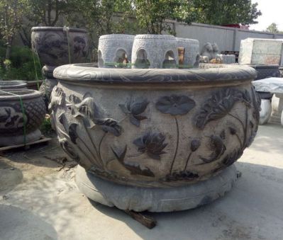 庭院景观仿古石雕水缸雕塑