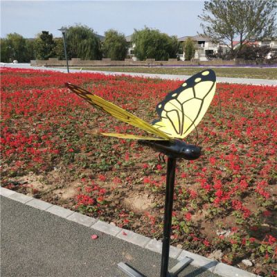 公园户外创意玻璃钢彩绘蝴蝶雕塑