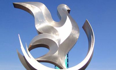 公园创意抽象不锈钢镜面切面锻造鸽子雕塑
