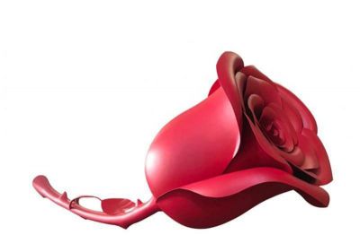 室内不锈钢红玫瑰花朵雕塑
