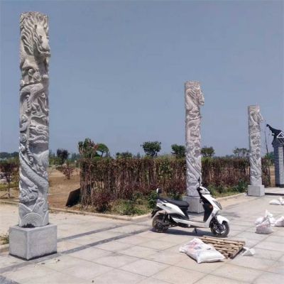 大理石石雕园林景观盘龙文化柱雕塑