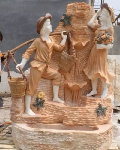 大理石欧式人物雕塑喷泉庭院景观摆件