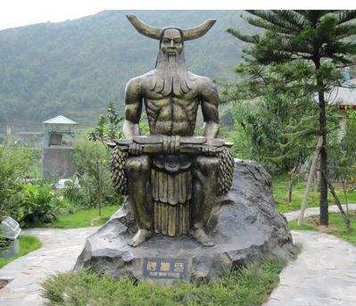 观景区上古神话人物伏羲铜雕塑