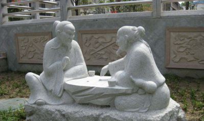 公园景观古人下棋大理石雕塑