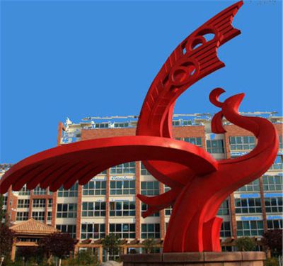 公园不锈钢创意红色凤凰雕塑