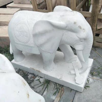 大理石石雕景观大象雕塑
