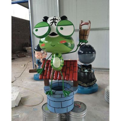 玻璃钢青蛙卡通动物 户外草地 幼儿园 景区玩偶雕塑摆件