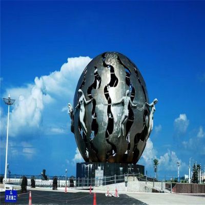 广场园林大型不锈钢金属景观镂空球雕塑