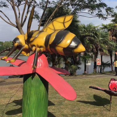 蜜蜂，蝴蝶，花，玻璃钢仿生雕塑