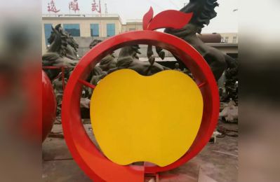 抽象不锈钢苹果广场雕塑