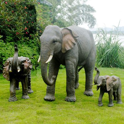 公园草坪玻璃钢大型仿真动物大象雕塑