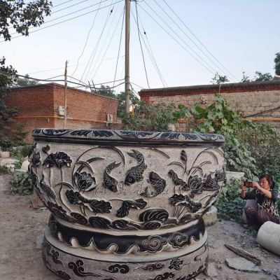 石雕鱼缸花盆户外庭院 水缸养鱼池石缸青石仿古老石槽雕塑