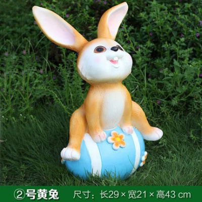 兔子雕塑-小区装饰一只玩耍的玻璃钢兔子雕塑