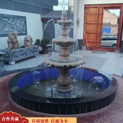 景观欧式流水泉摆件公园花岗岩石雕喷泉雕塑