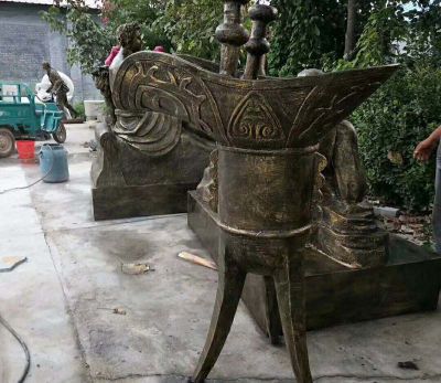 庭院景区创意不锈钢仿铜仿古酒杯雕塑