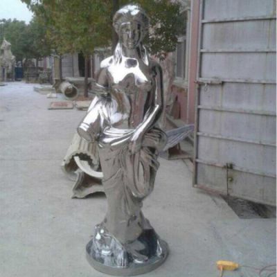园林广场不锈钢镜面抽象女人雕塑
