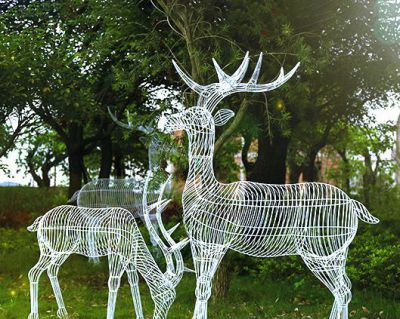 动物园不锈钢镂空梅花鹿雕塑