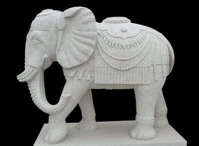 户外园林景区汉白玉石雕大象雕塑