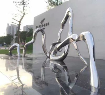 公司企业门口大型创意不锈钢异形景观雕塑