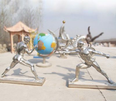 不锈钢公园击剑运动比赛景观雕塑
