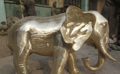 公园不锈钢创意喷漆大象雕塑