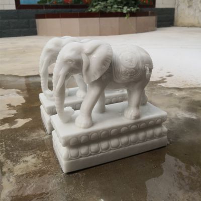 汉白玉石雕庭院一对大象雕塑
