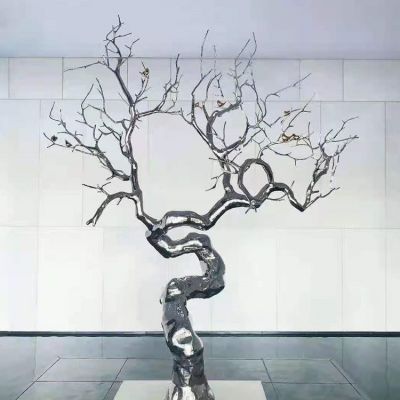 不锈钢树雕塑  室内创意美陈摆件
