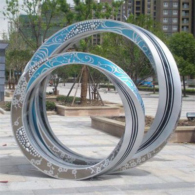 不锈钢几何户外园林大型圆环摆件