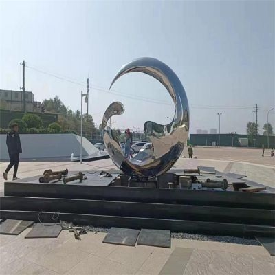 广场大型不锈钢创意圆环雕塑